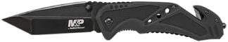 SW Knives M&P Rescue 3.80" Folding Tanto, Black G10, Stainless Steel Blade