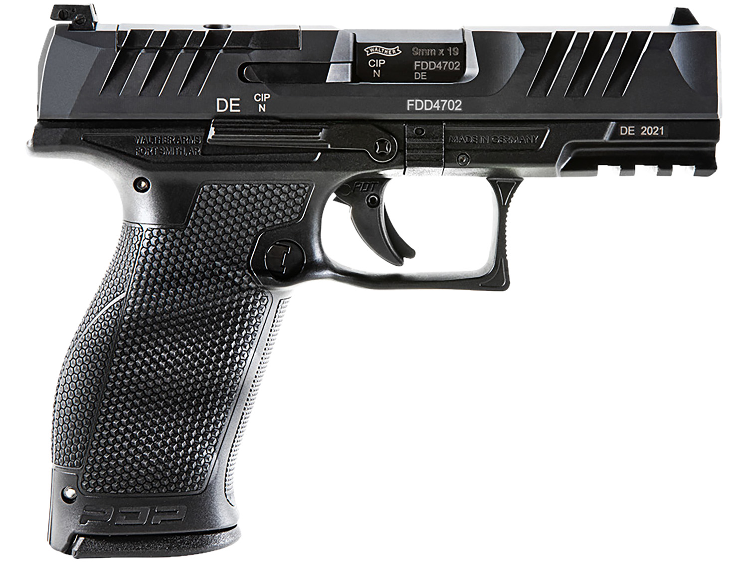 Walther PDP 9mm 4 in Optic Ready Semi-Auto Pistol, 10+1 Rounds, Black Polymer Frame