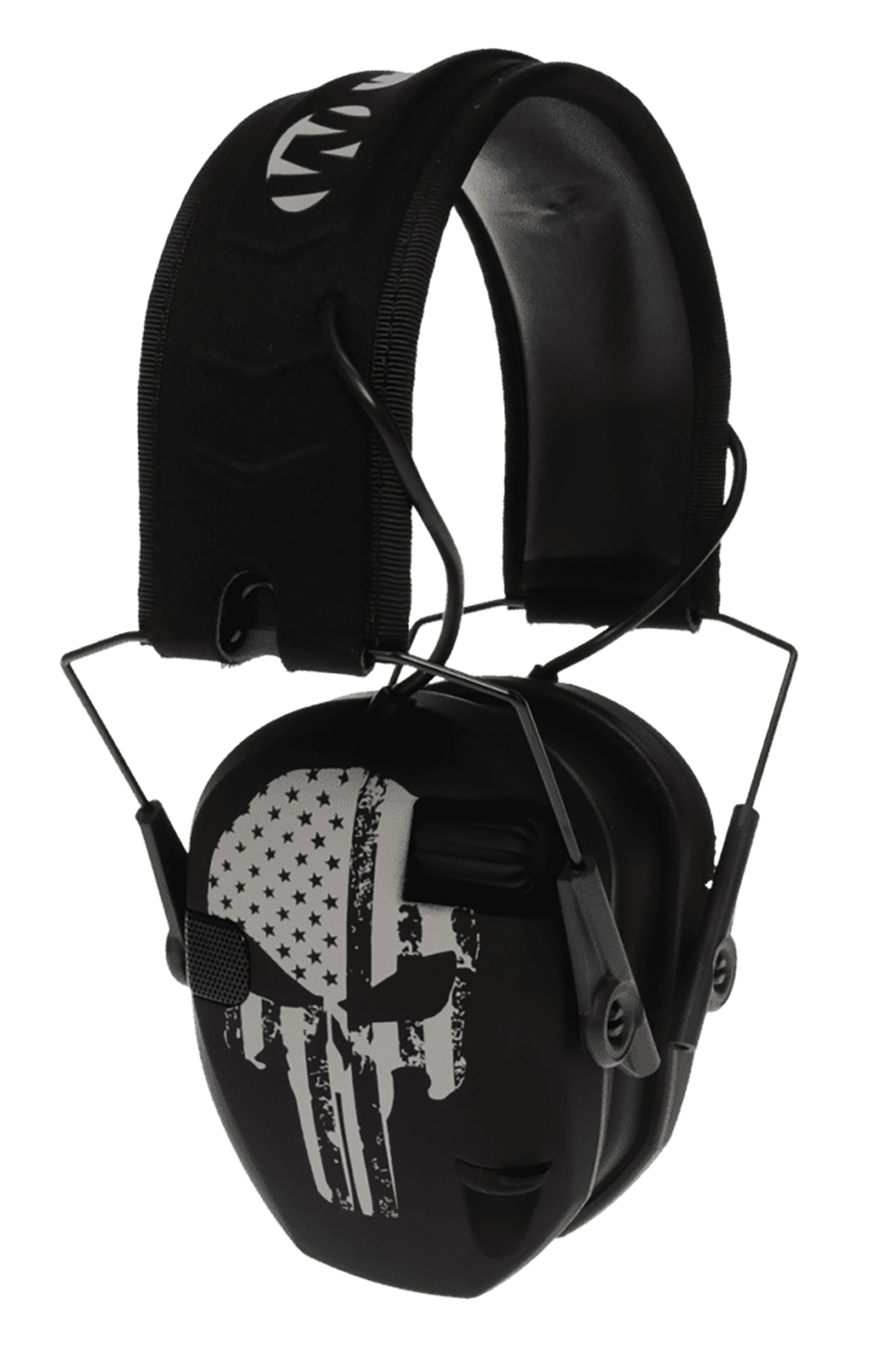 Walker's Razor Slim Electronic Freedom Muff 23 dB Over the Head Black Punisher Flag