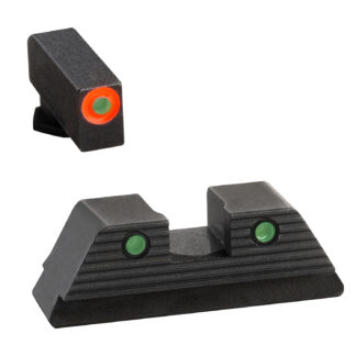 AmeriGlo GL817 Trooper 3-Dot Sight Set for Glock MOS, Green Tritium/Orange Front