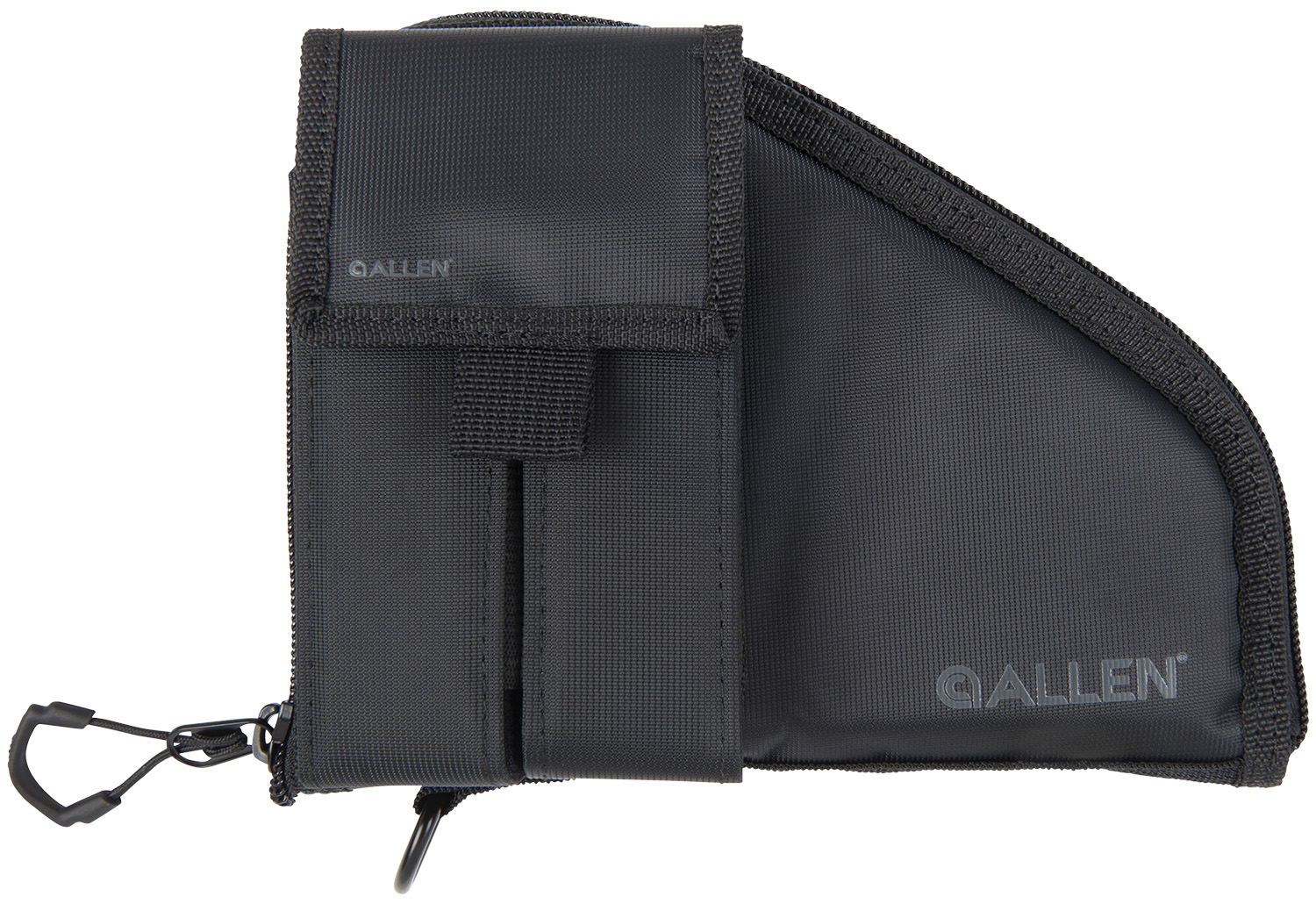 Allen Pistol Case 78-7 with Detachable Mag Pouch, Black Nylon, Fits Compact Handguns