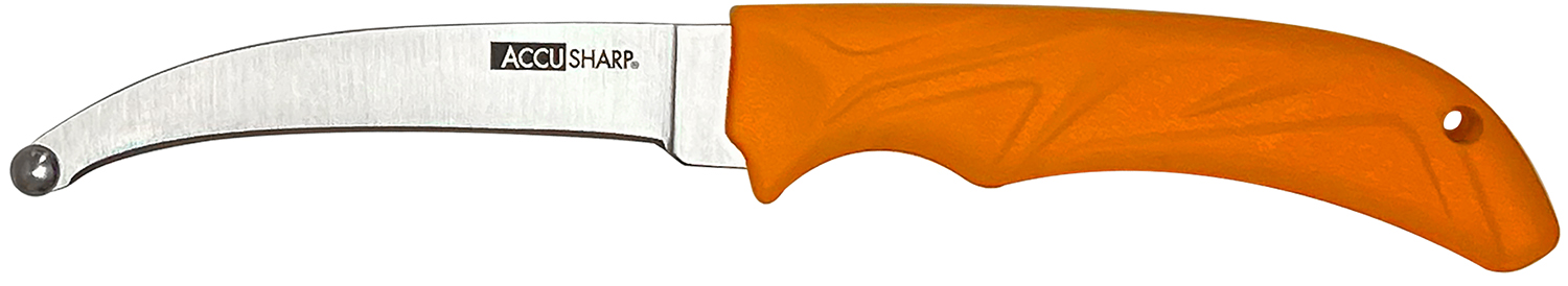 Accusharp AccuZip Skinning Knife 4 in Stainless Blade, 11.15 in Overall, Blaze Orange Rubber Grip