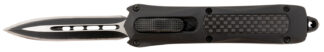 Steel River Knives MA163BD Spartan  Mini 2.70" OTF Dagger Plain Black/Silver 440C SS Blade/ Black w/Carbon Fiber Inlay Aluminum Zinc Alloy Handle