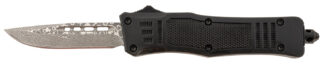 Steel River Knives MT616BRDAMDP Spartan  Mini 2.75" OTF Drop Point Plain Real Damascus 4.25"/ Black Aluminum Zinc Alloy Handle