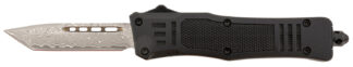 Steel River Knives MT616BRDAMT Spartan  Mini 2.75" OTF Tanto Plain Real Damascus/4.25" Black Aluminum Zinc Alloy Handle