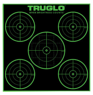 TruGlo Tru-See 5-Bull Target Self-Adhesive 12x12 25-Pack (Black/Green)