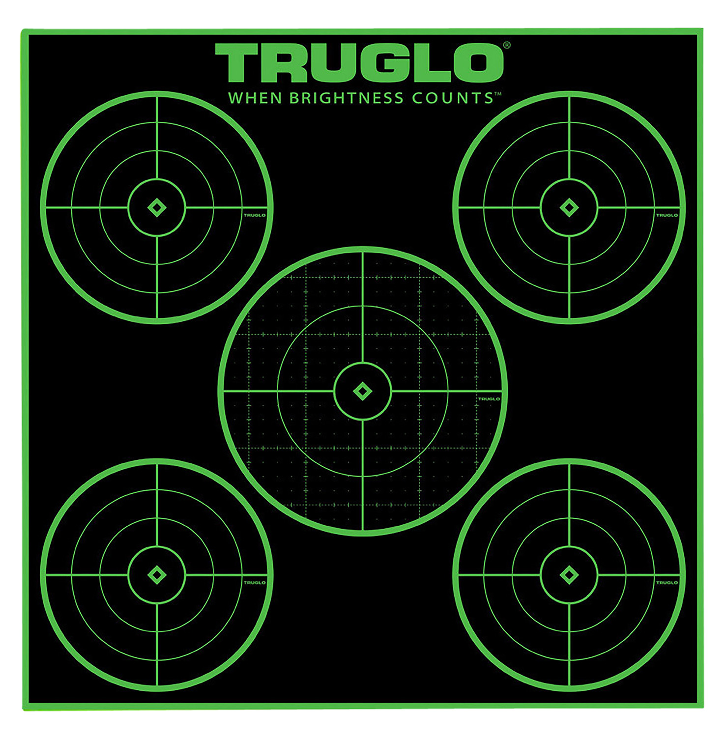 TruGlo Tru-See 5-Bull Target Self-Adhesive 12x12 25-Pack (Black/Green)