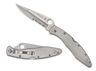 Spyderco Police Folding Knife with 4.13 in VG-10 SS Blade, Satin Stainless Handle
