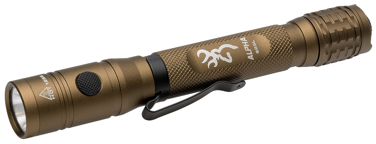 Browning Alpha 2AA Flashlight, Burnt Bronze, 36/525 Lumens (White/Green LED)