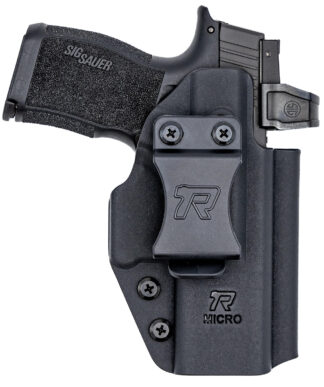 ROUNDED GEAR Universal Compact Kydex Holster, IWB, Belt Clip, Right Hand, Black Kydex