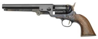 Pietta 1851 Navy London 36 Cal 6 Rounds 7.5 in Blued Revolver, Case Hardened Frame, Walnut Grips