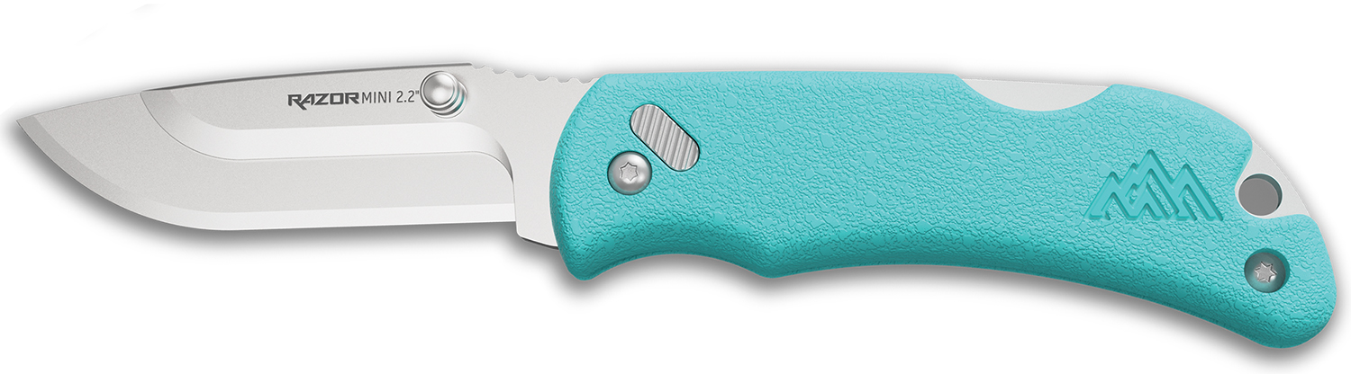 Outdoor Edge RazorMini 2.20 in Folding Plain Blade, 420J2 SS, Aqua ABS Polymer Handle