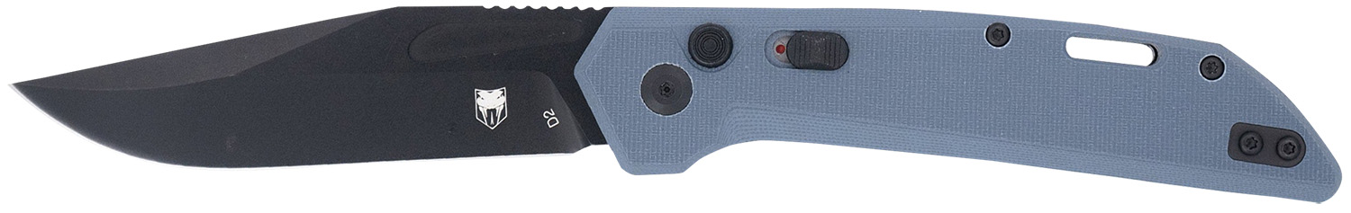 Cobratec Knives NAJA Automatic Folding Knife, 3.50" D2 Blade, Black Coated, Slate Gray G10