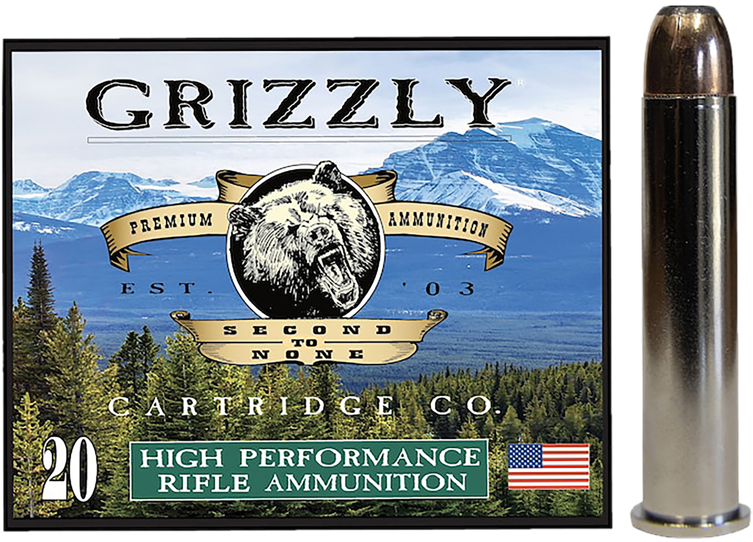 Grizzly Ammo GC45/70+P3 .45-70 Government 350 Gr Bonded Flat Point Ammo, 20 Rounds