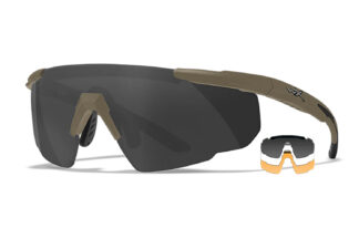 Wiley X Saber Advanced 308T Shooting Glasses, Smoke Gray/Clear Lens, Matte Tan Frame