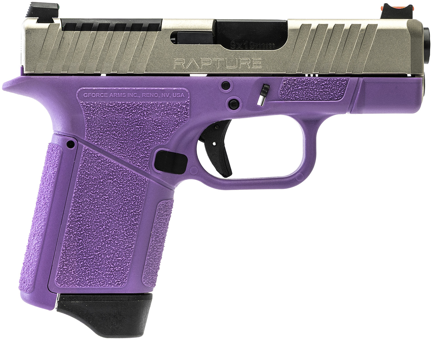 GForce Arms GF932512PUN Rapture Semi-Auto 9mm 3.25 in 12+1 Purple Frame Nickel Slide