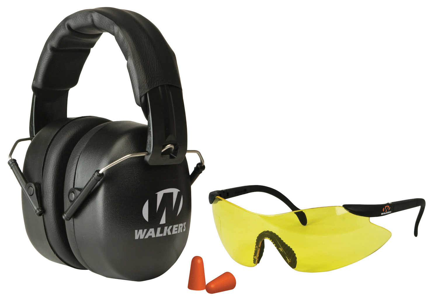 Walkers EXT Range Shooting Muff Combo Kit with Over-the-Head Muff, Sport Glasses, and 31 dB Foam Plugs