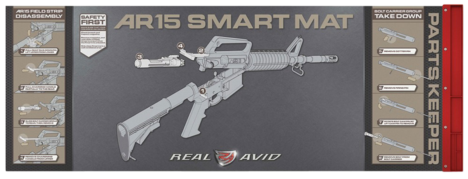 Real Avid Smart Mat AR-15 Cleaning Mat, Oil-Resistant Surface, Black/Red 43 in x 16 in