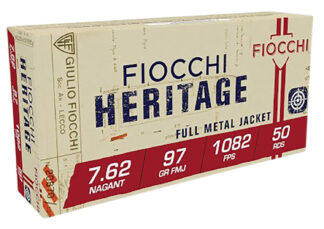 Fiocchi 762A Heritage 7.62x38mmRNagant 97gr Full Metal Jacket 50 Per Box/20 Case