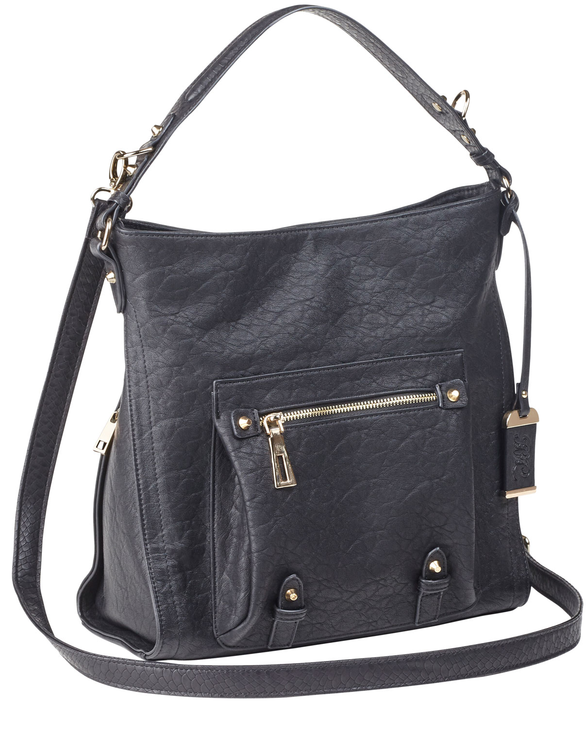 Bulldog Cases Hobo Anna Concealed Carry Purse, Shoulder, Black Leather