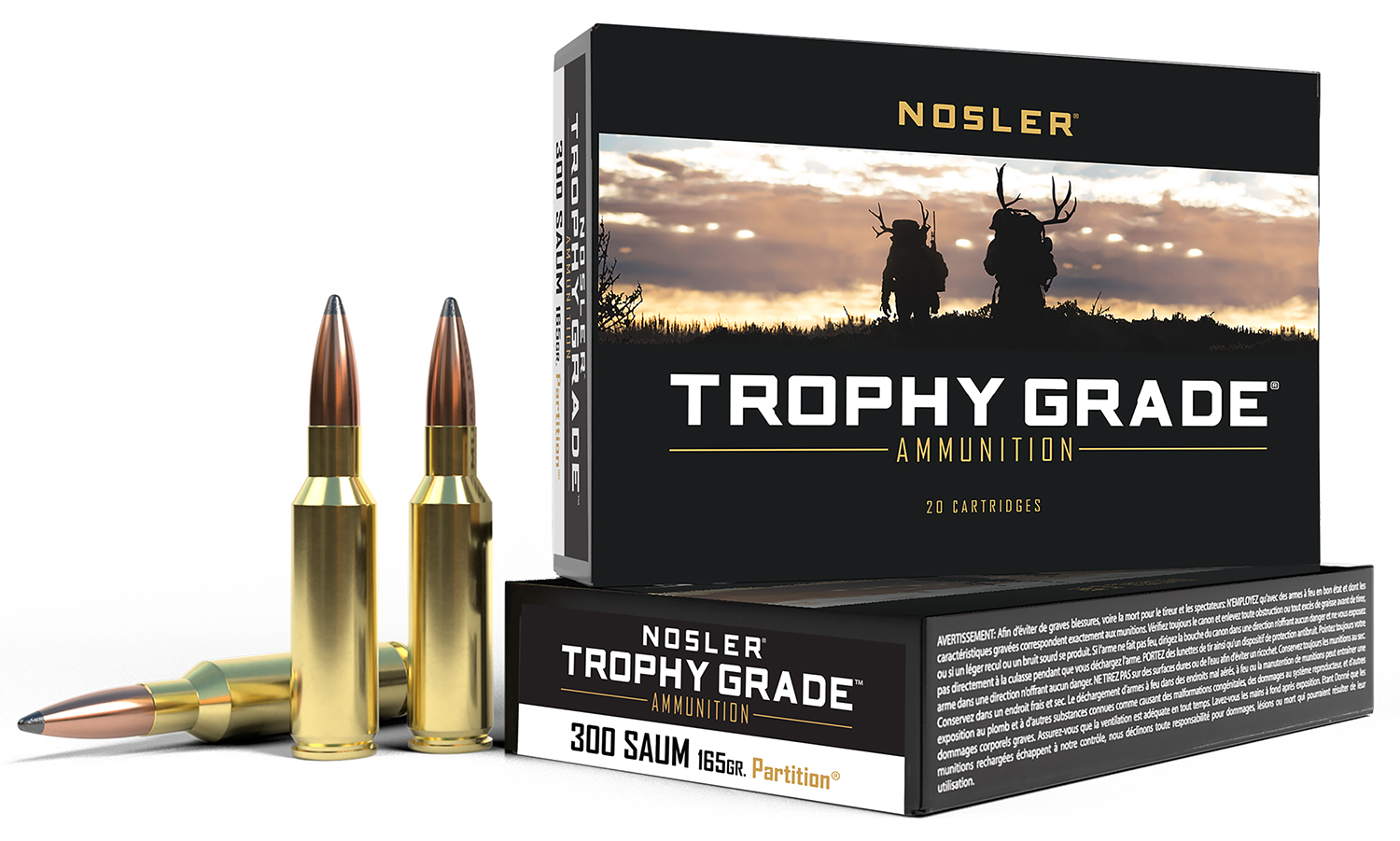 Nosler Trophy Grade 300 Rem SAUM 165 gr Partition Spitzer 20-Round Box