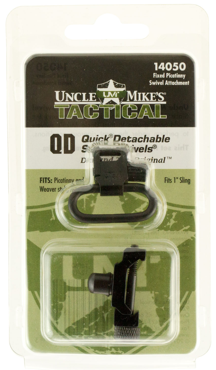 Uncle Mikes 14050 Fixed Quick Detach Picatinny Sling Swivel Attachment, 1in Loop, Blued