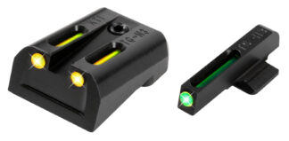 TruGlo TG131KTY TFO Fiber Optic Front/Rear Sight, Green Fiber, Yellow Rear, Tritium