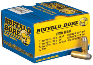 Buffalo Bore Ammunition 21C20 Outdoorsman Strictly Business 10mmAuto 220gr Hard Cast Flat Nose 20 Per Box/12 Case