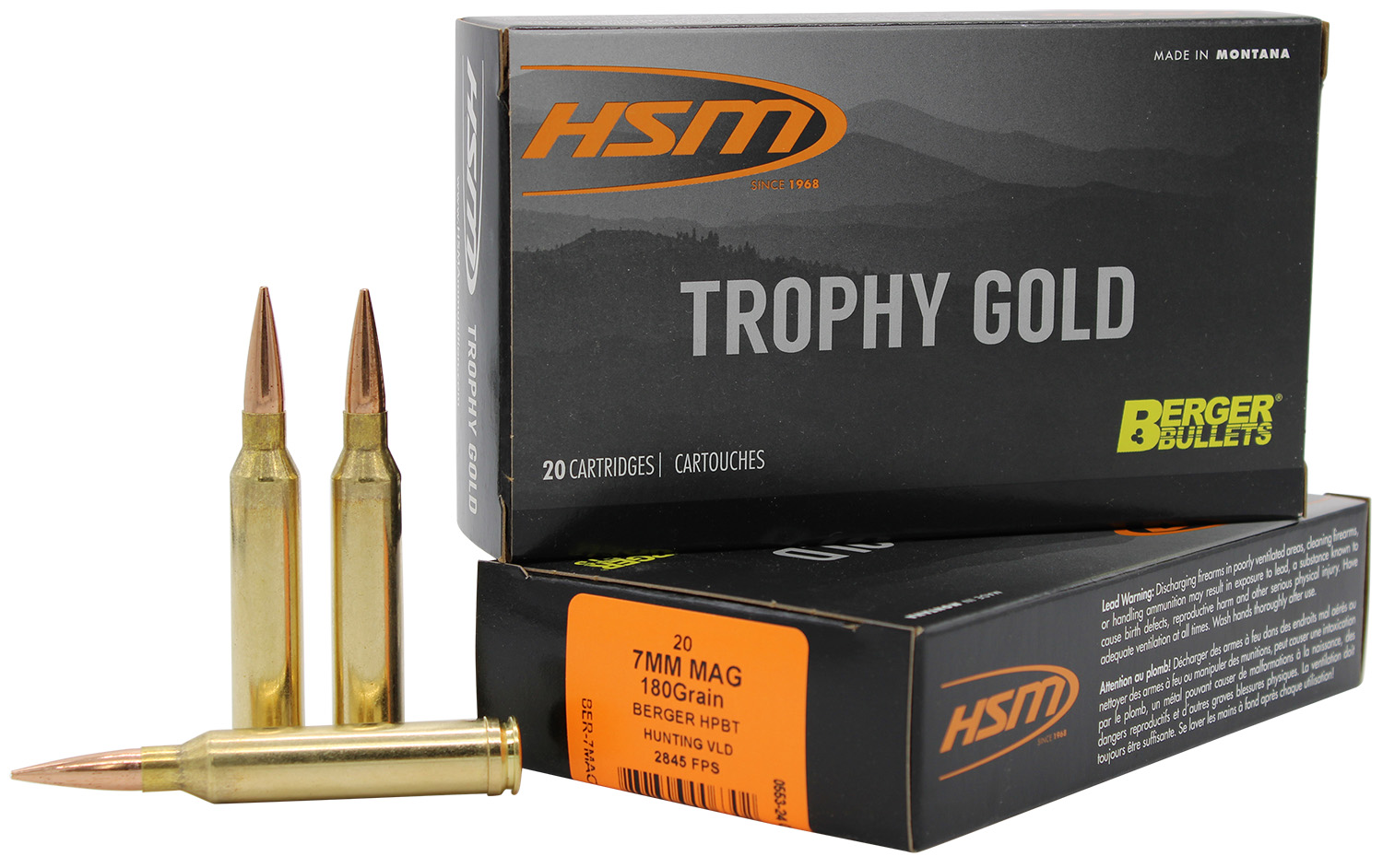 HSM Trophy Gold 7mm Remington Magnum 180 gr VLD Match Hunting HPBT