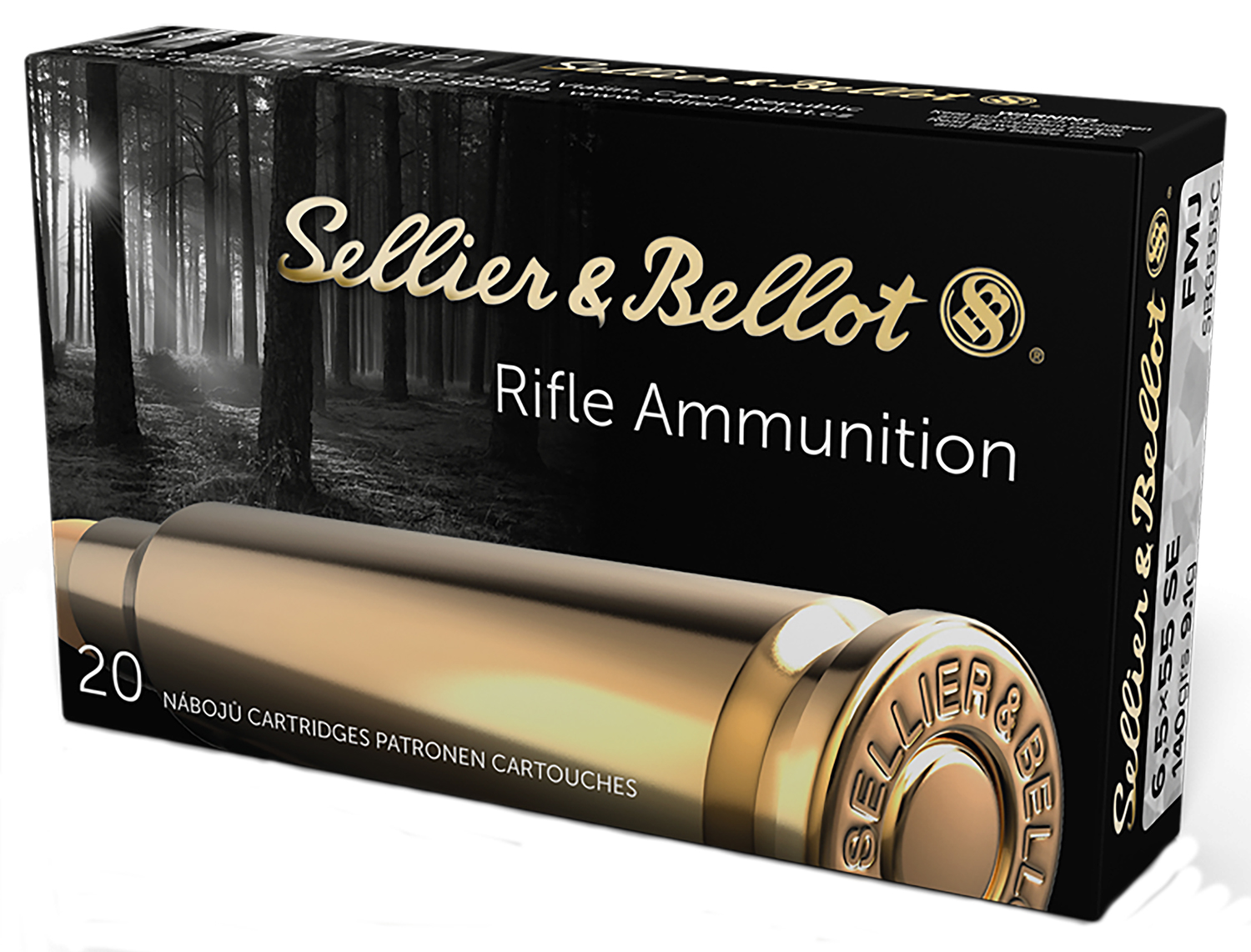 Sellier & Bellot SB6555C 6.5X55 Swedish 140 gr FMJ Boat Tail 20 Rounds