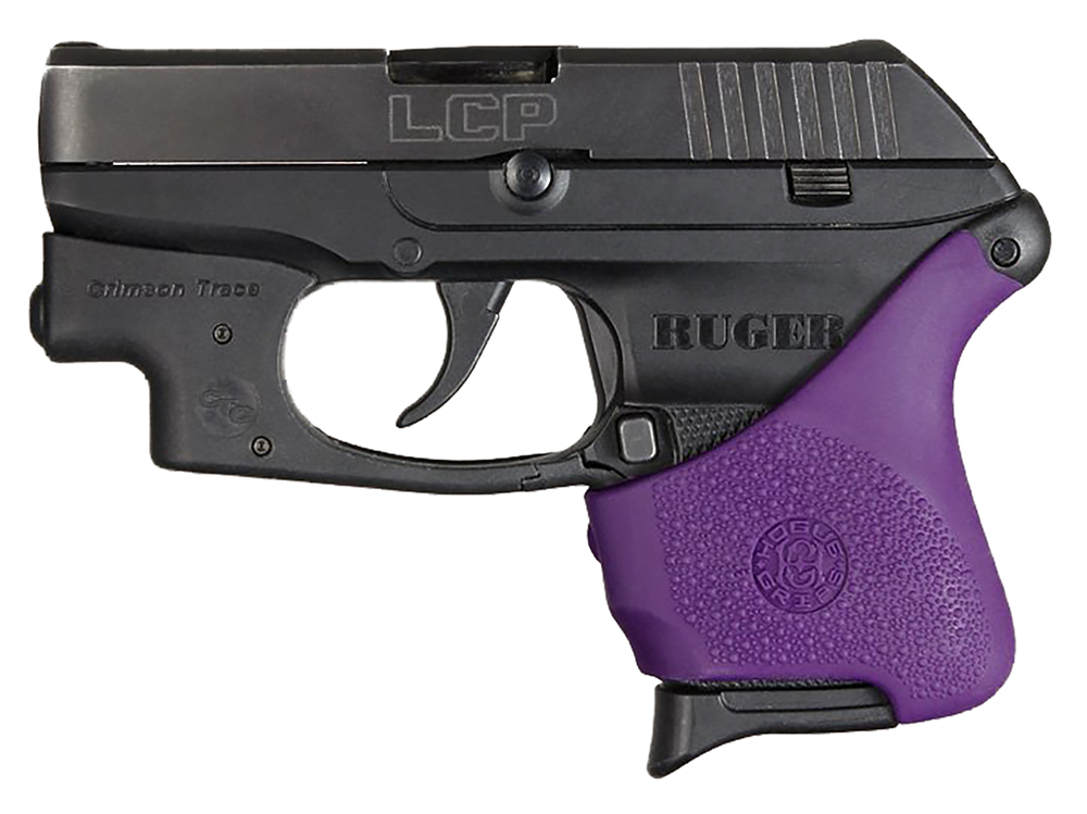 Hogue HandAll Hybrid Grip Sleeve, Rubber Textured Purple, for Ruger LCP with Crimson Trace