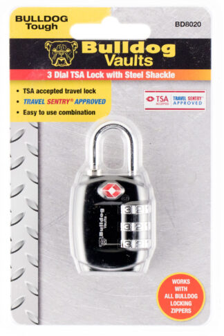 Bulldog BD8020 TSA Lock Open With Combination Black Steel