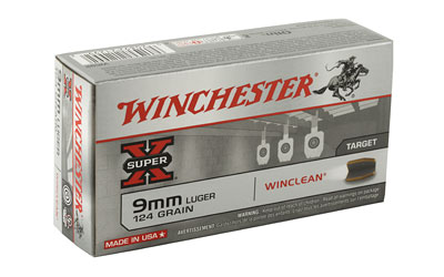 Winchester Super-X Super Clean 9mm Luger 124 Gr Brass Enclosed Base 50-Round Box