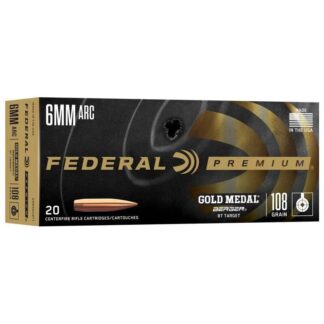 Federal Gold Medal 6mm ARC 108 gr OTM Boat-Tail Ammo, 20 Rounds