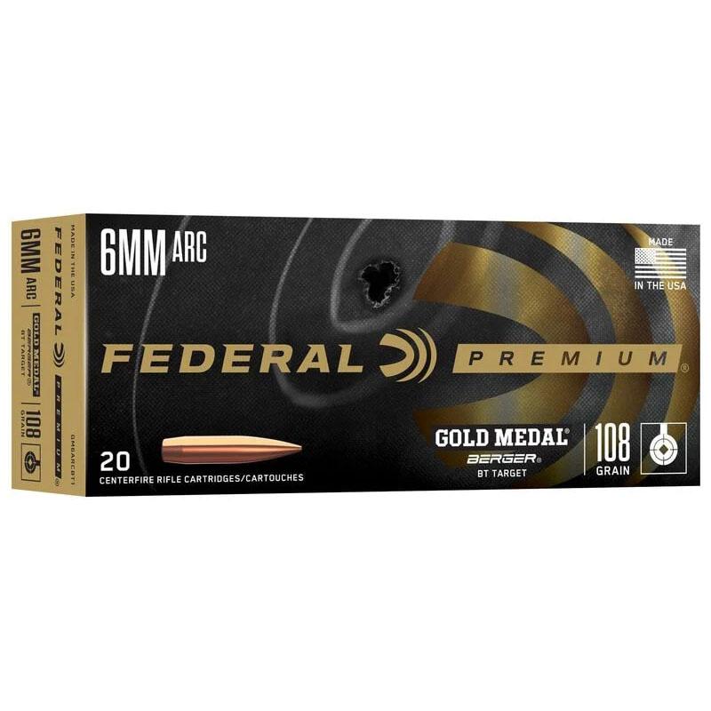 Federal Gold Medal 6mm ARC 108 gr OTM Boat-Tail Ammo, 20 Rounds