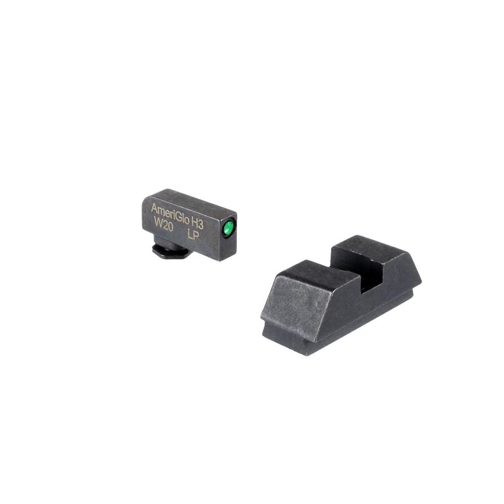 Ameriglo Optics Compatible Tritium Handgun Sight Set for Glock Flat Black Square Notch
