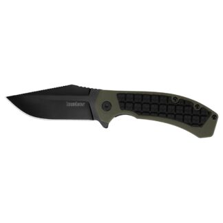 Kershaw Faultline Folder Knife 3" Drop Point Blade, 8Cr13MoV, Black Oxide, OD Green Nylon Handle