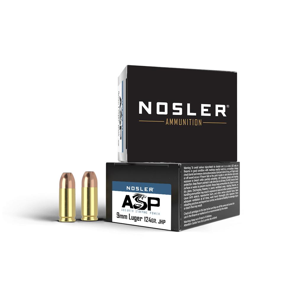 Nosler 9mm 124gr JHP Assured Stopping Power, 20-Round Box