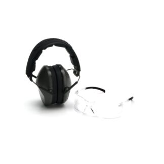 Pyramex VGCOMBO310 Low-Profile Combo Kit Clear Shooting Glasses and Passive Earmuff 24dB OD Green