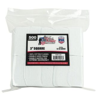 Pro-Shot 3 in Square 12-16 GA Cotton Flannel Gun Cleaning Patches, 500 Count