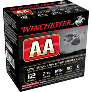 Winchester AA Target 12 Gauge 2.75 in #8 Lead Shot Ammunition, 25 Rounds Per Box