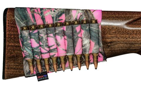 GrovTec GTAC74 Buttstock Cartridge Shell Holder, Rifle Open Style, TrueTimber Pink