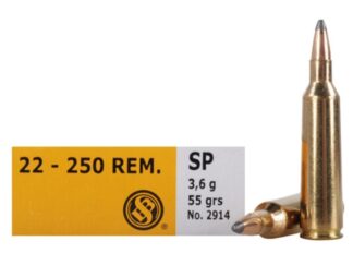 Sellier & Bellot Rifle Ammunition .22-250 Rem 55 gr SP - 20/box