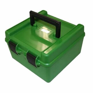 MTM Deluxe Ammo Box Rifle Round Handle Green Polypropylene 100 Rounds