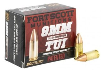 Fort Scott Munitions 9mm Subsonic SCS TUI 125 Grain Solid Copper, 20-Round Box