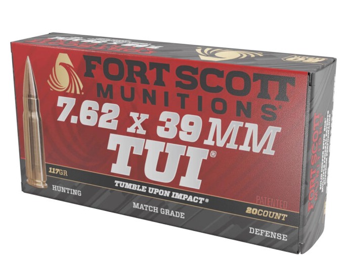 Fort Scott Munitions 7.62x39mm TUI Solid Copper 117 gr Ammo, 20 Rounds Per Box