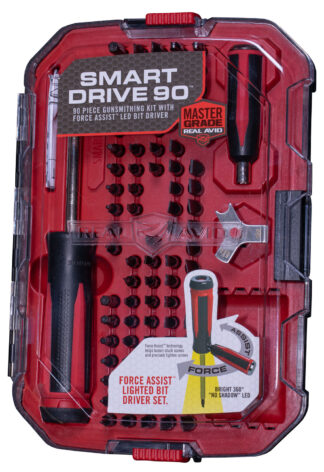 Real Avid Smart Drive 90 Gunsmithing Kit with Force Assist 360 LED, Black/Red (90 Pieces)