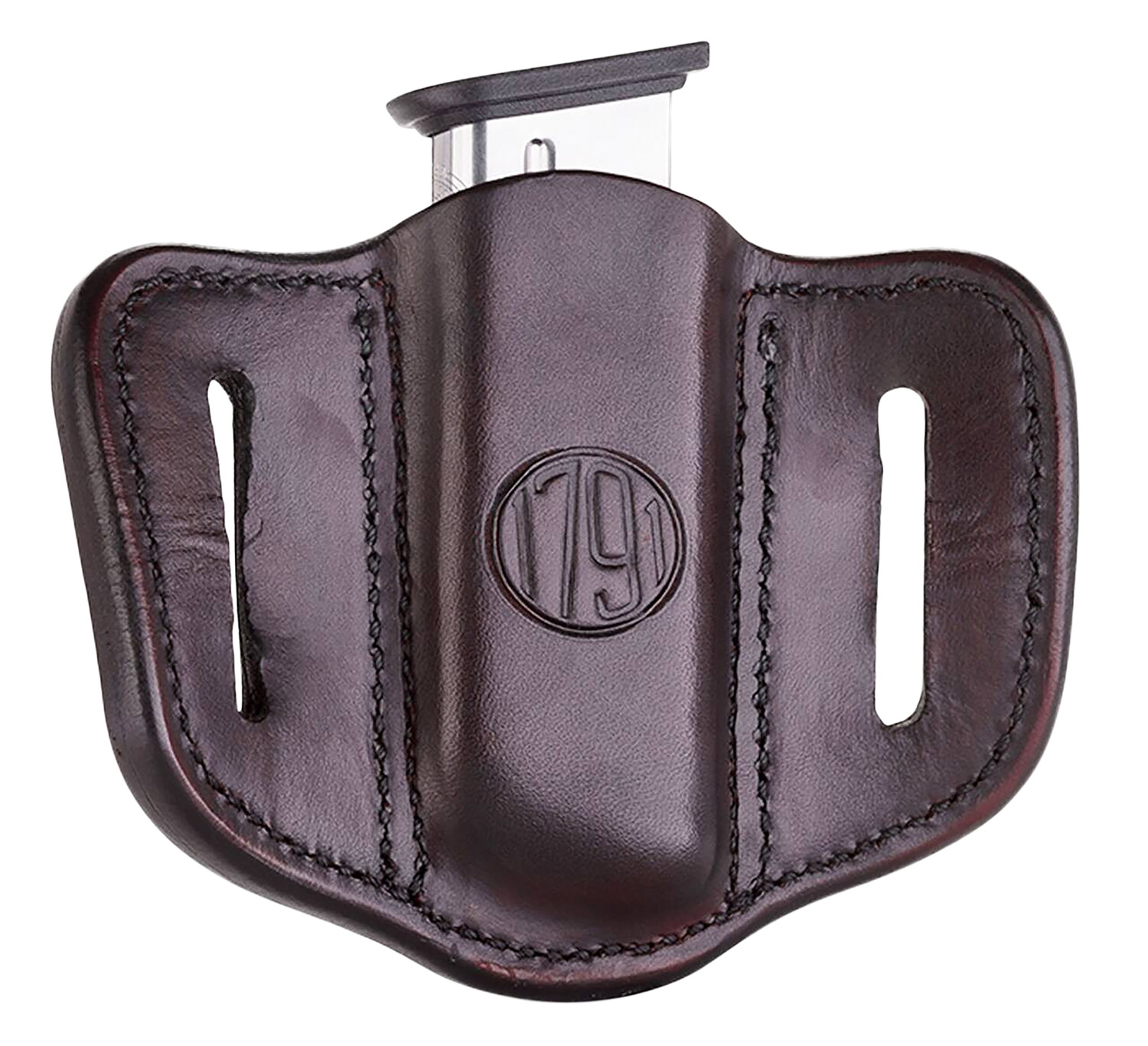 1791 Gunleather MAG1.1 Single Mag Holster, Single Stack, Signature Brown Leather Belt Slide