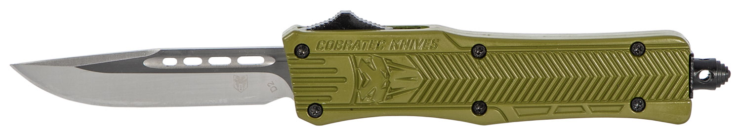 Cobratec CTK-1 2.75in D2 Steel OTF Drop Point Knife OD Green Aluminum Handle
