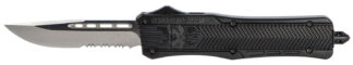 Cobratec Knives CTK-1 Medium OTF Knife, 3 in D2 Steel Blade, Black Aluminum Handle, Glass Breaker
